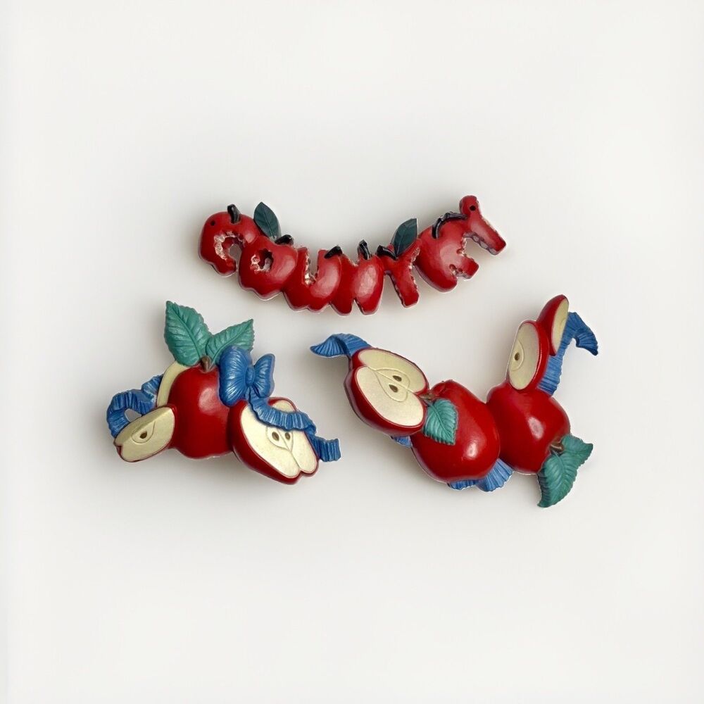 HOMCO Set 3PC Red Apple Kitchen Wall Hangings/ Decor 1990’s 7618-A & 7626 VTG